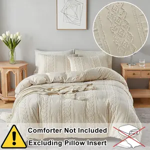 Irregular striped tufted duvet cover set (2/3pcs) - 3D geometric striped vintage style pattern, no filling, khaki color, soft comfortable washable, Polyester Bedding Set, size9, farmhouse/bohemian gift, Machine washable duvet