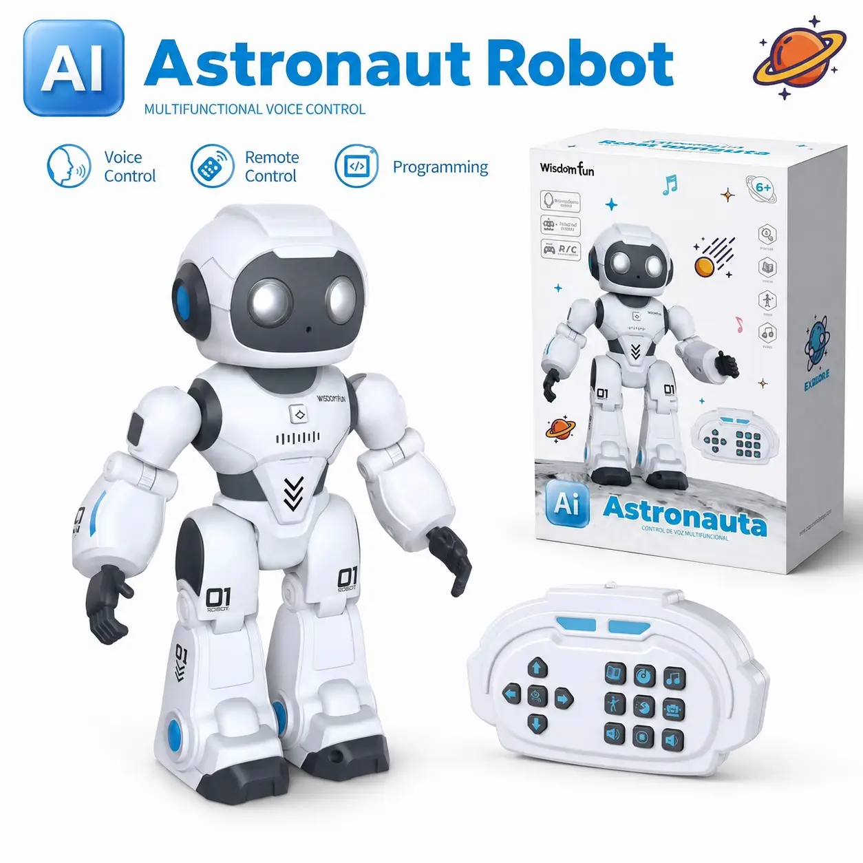 Ai Smart Remote Control Robot Toy, Interactive Ai Astronaut Robot, Voice Controlled, Sing Dance Storytelling, Type-C Charging, Birthday Christmas Gift, Digital Rechargeable Robot