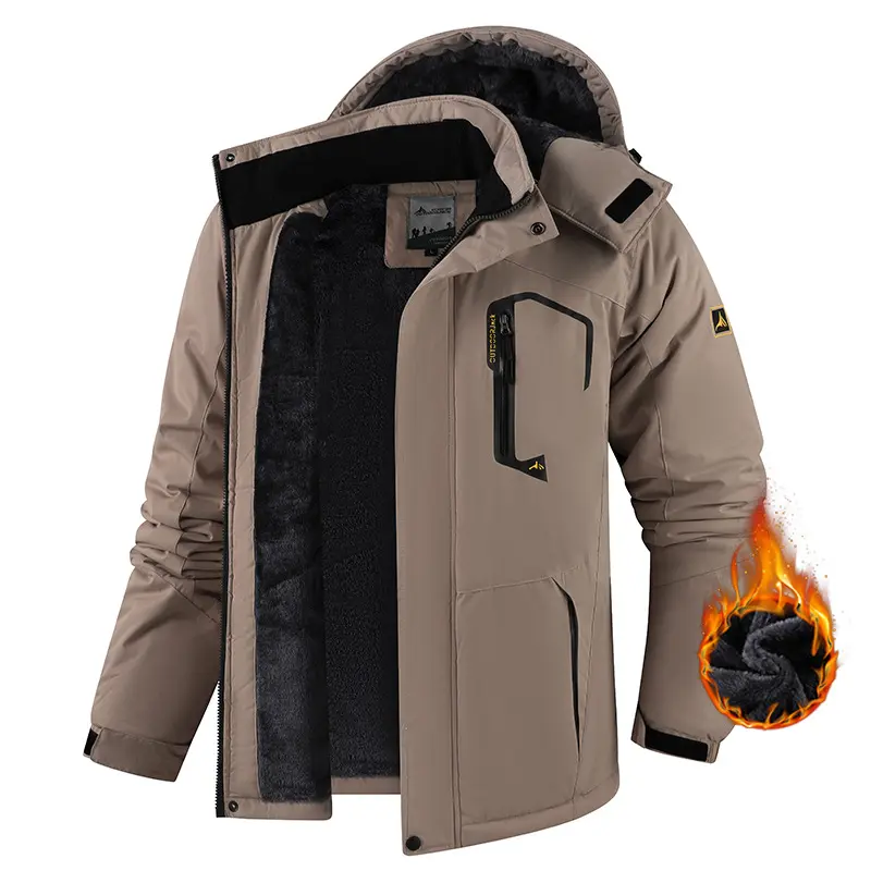 Men & Women Fleece-Lined Winter Ski Jacket, Water Resistant Windproof Couples Hooded Snow Coat, Warm Thick Parka