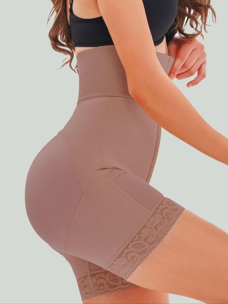 Women's Contrast Lace Adjustable Hook & Eye Closure Shapewear Shorts, Tummy Control Butt Lifter Body Shapewear Bottoms, Invisible Shaper for Daily Wear