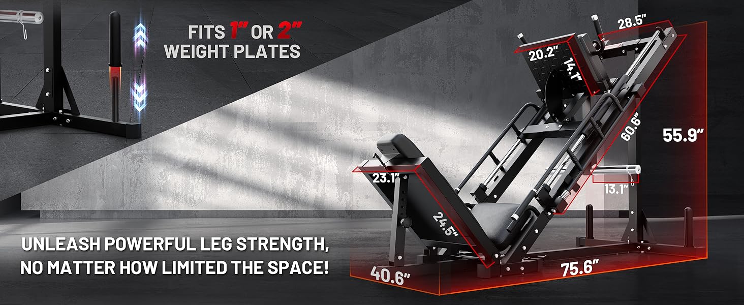 RitFit Leg Press Hack Squat Machine, Professional Adjustable Leg Press Machine for Home Gym with Linear Bearing, Specialty Hack Squat Machine for Full Lower Body Workout with Weight Storage Posts