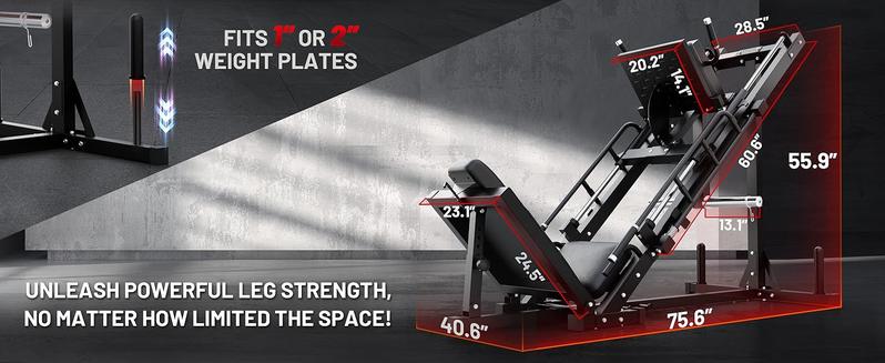 RitFit Leg Press Hack Squat Machine, Professional Adjustable Leg Press Machine for Home Gym with Linear Bearing, Specialty Hack Squat Machine for Full Lower Body Workout with Weight Storage Posts