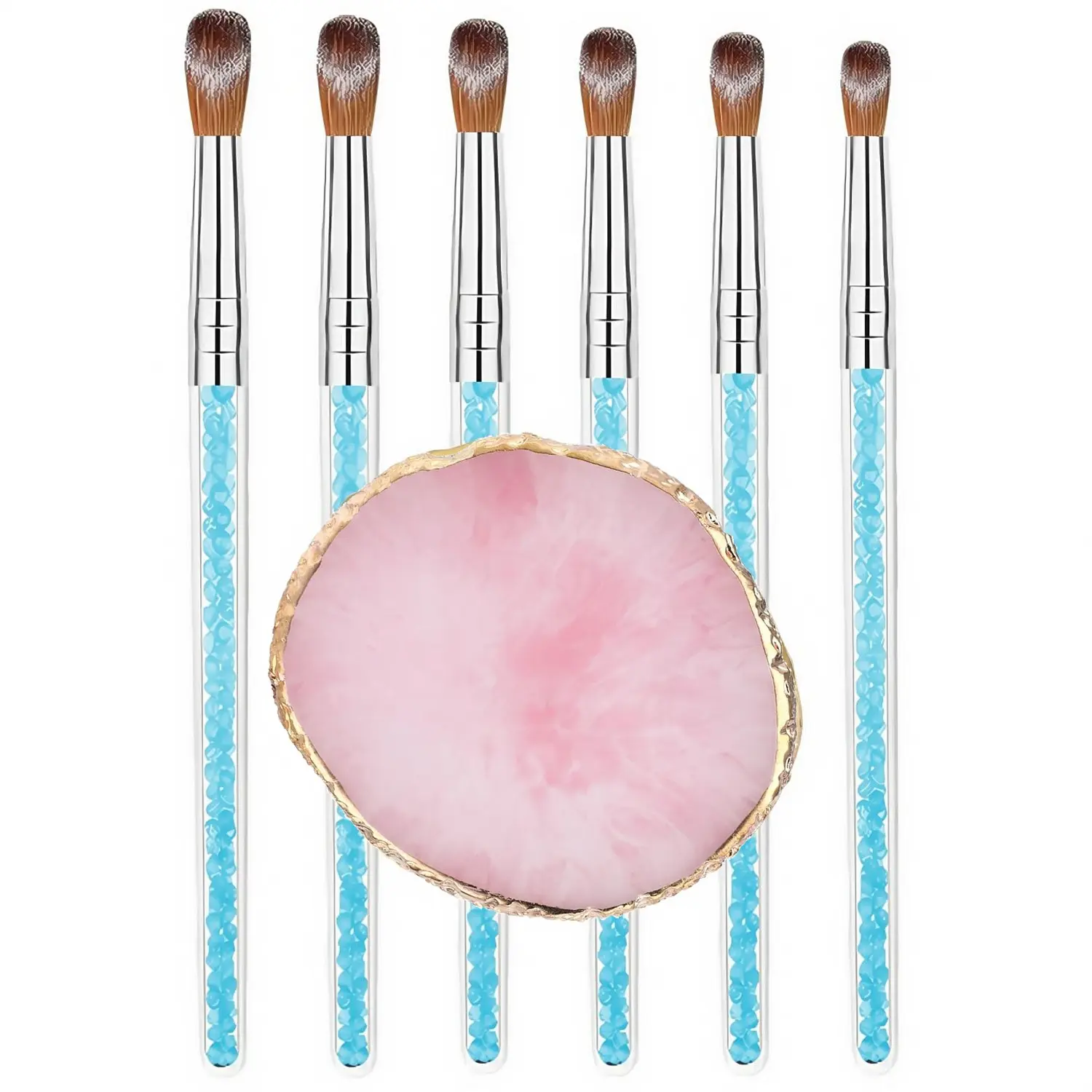 7-Piece Professional Acrylic Nail Brush Set, Includes Blue Resin Palette & 6 Brushes, Ideal for Acrylic Nails, Home Salon, Beginners