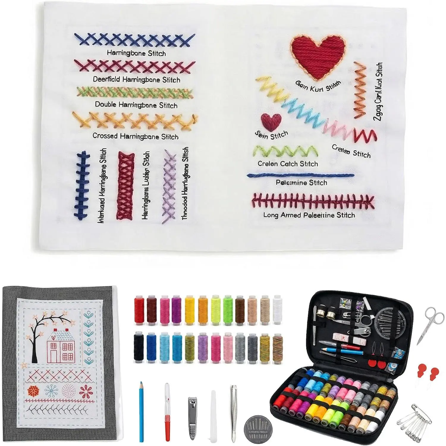 Embroidery Kit for Beginners, Embroidery  Book for Adults , DIY  Gifts (106 Different Patterns)
