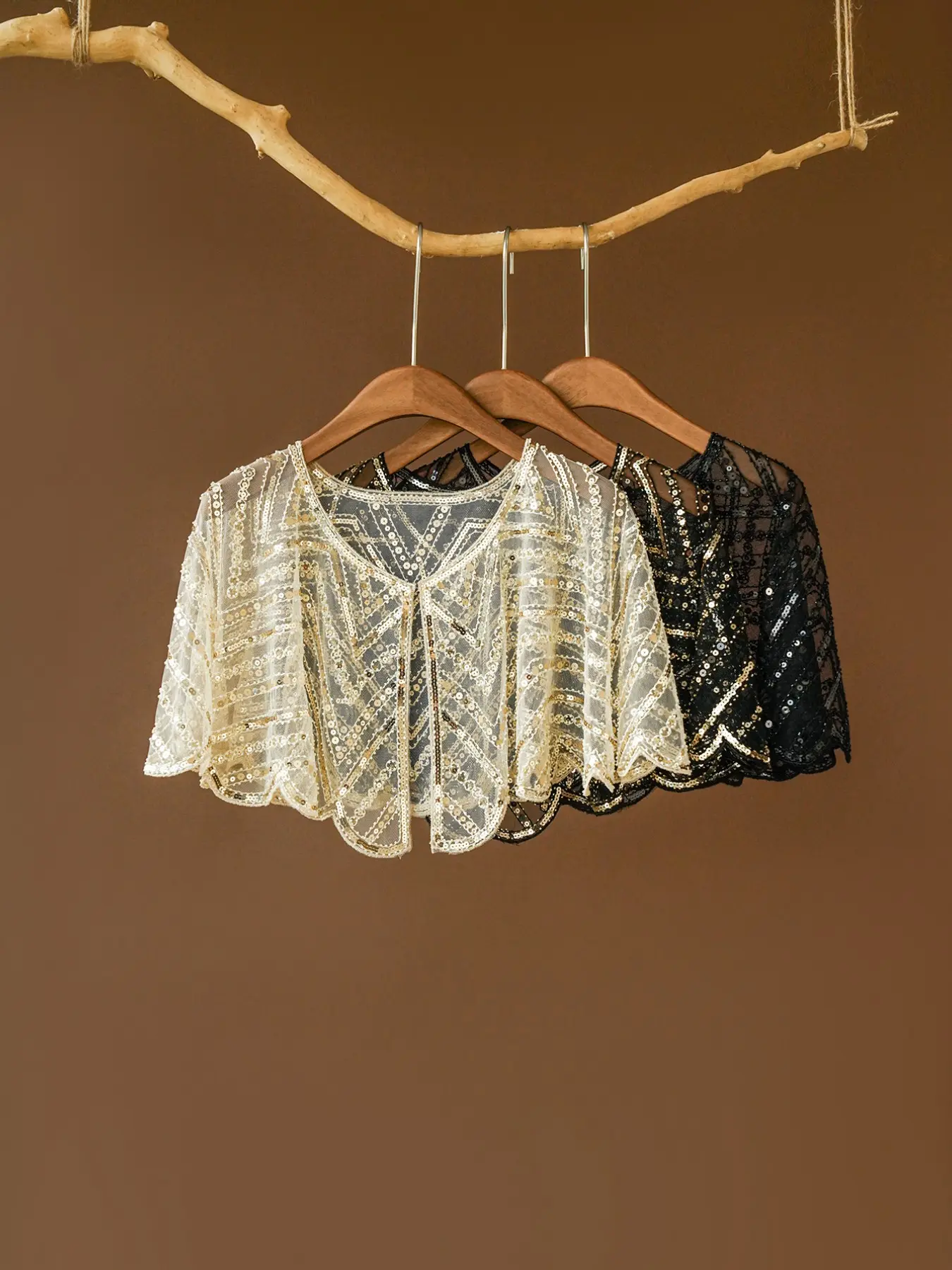 Elegant Sequin Embroidered Lace Shawl, Sparkling Cape, Breathable Mesh, Short Open Front, Women's Party Dress Accessory