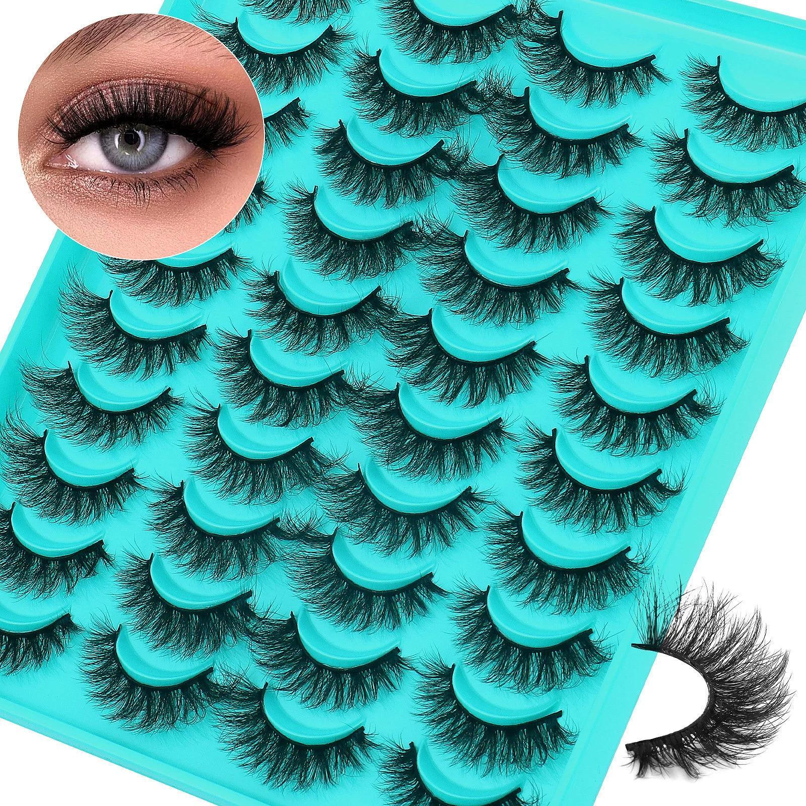 20 Pairs of 10-18mm 3D Mink Effect False Eyelashes, Fluffy Cat Eye Lashes for Natural to Dramatic Look, Dense Layered and Textured Eyelashes