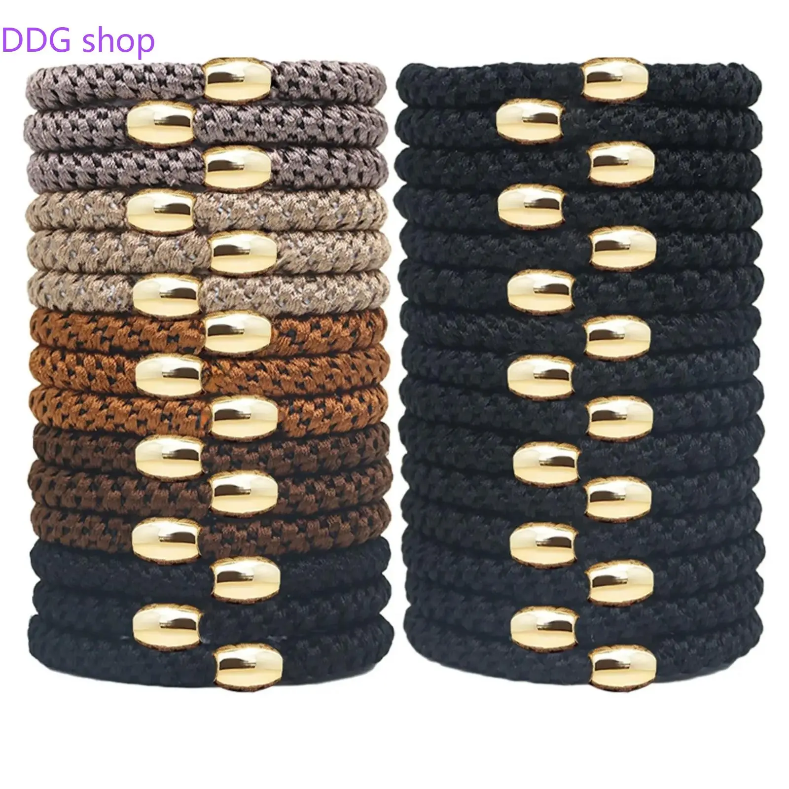 Wrist to Hair: 15 Beads Thick Embroidery Thread Hair Ties | 2-in-1 Elastic Hair Band Bracelet | Gentle No-Damage Ponytail Holders Fashion Jewelry for Women