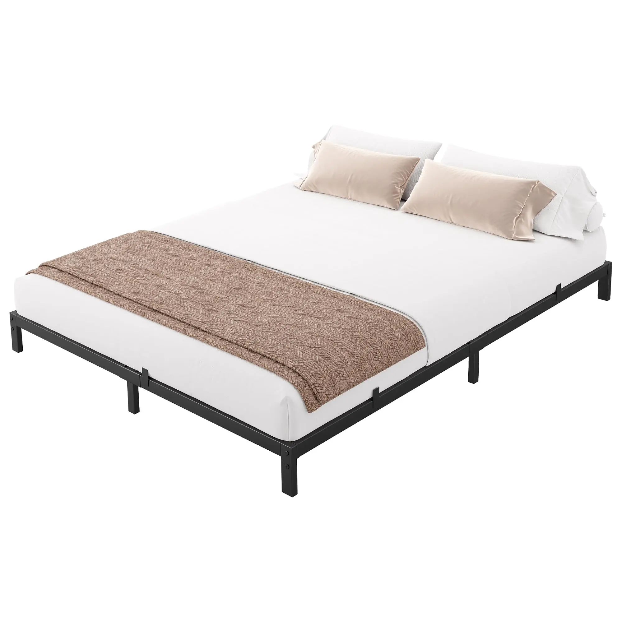 GARVEEHeavy Duty Metal Bed Frames in Twin, Full, and Queen Sizes with 8 and 10 Inch Heights, Platform Design with Metal Slats, No Box Spring Needed, Easy Assembly, Noise-Free, Black Finish