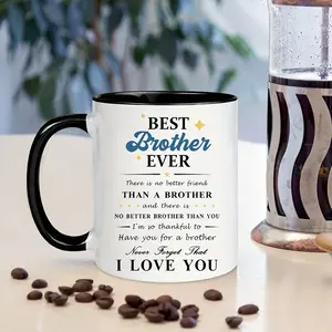 One CozyCup ceramic coffee cup - "the best brother ever" thermos cup - reusable - ideal for brother and sisters birthday gifts, holiday gifts, Easter gifts