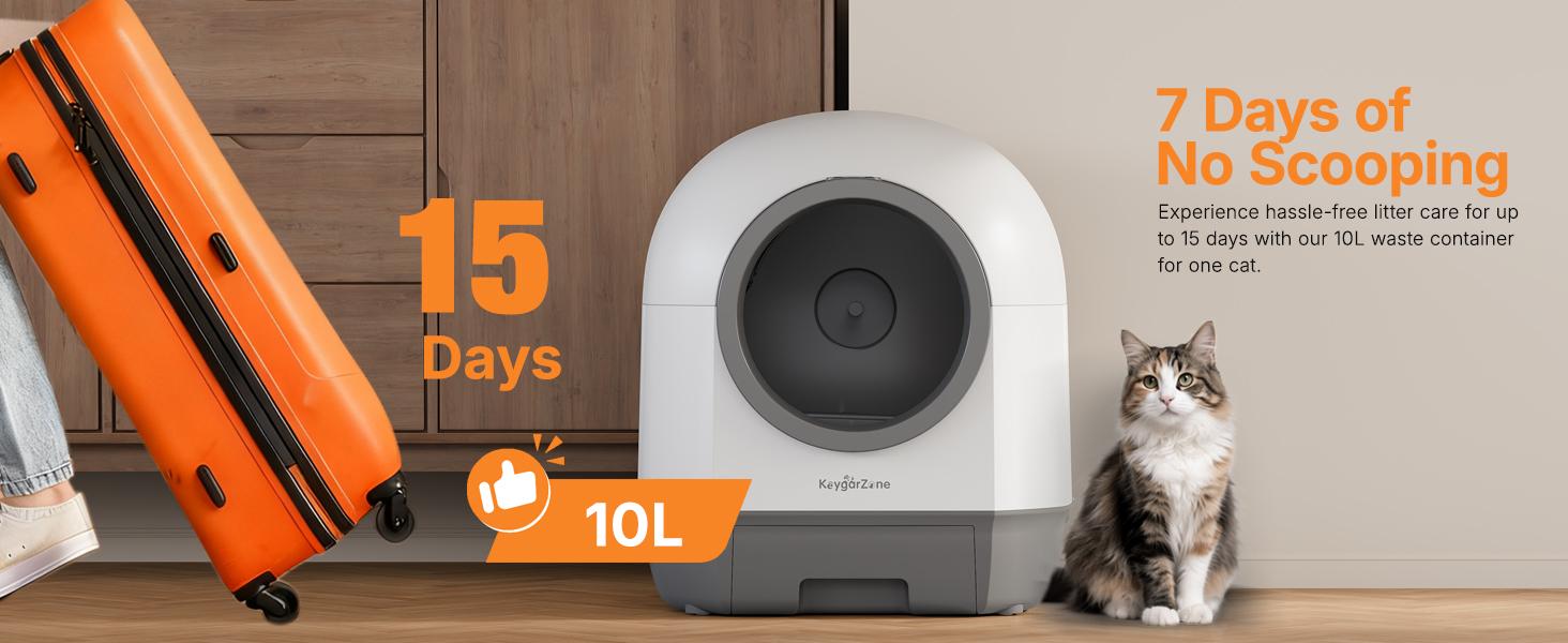 Royalcraft Smart Self-Cleaning Automatic Cat Litter Box with Odor Control, Infrared Sensors, Sleep Mode, and Remote APP Control for Hands-Free Convenience, White
