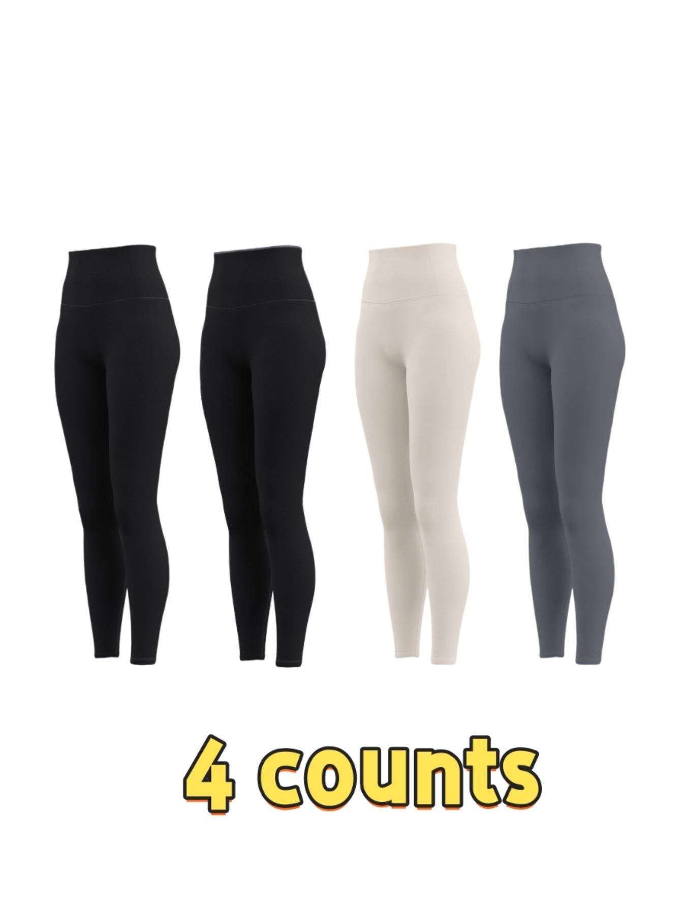 Women's Solid High Waist Sports Leggings, Tight Fitted Breathable Comfortable Skinny Pants for Yoga Gym Workout Running, Ladies Sportswear for All Seasons