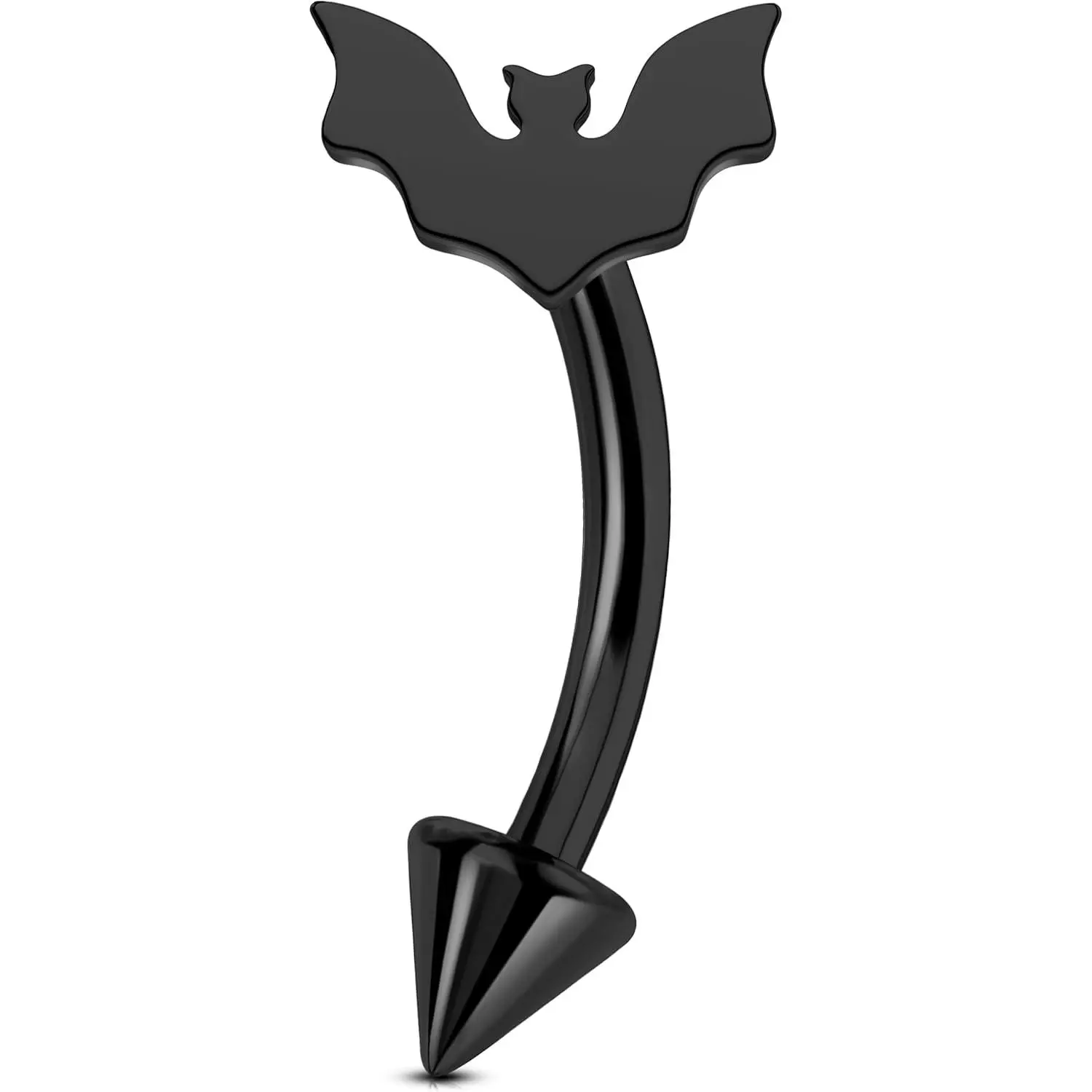 16G Bat Rook  , G23 Solid Titanium Eyebrow Ring, Internally Threaded Vertical Labret Lip Jewellery, Black Curved Barbells, Daith Rook Earring for Women