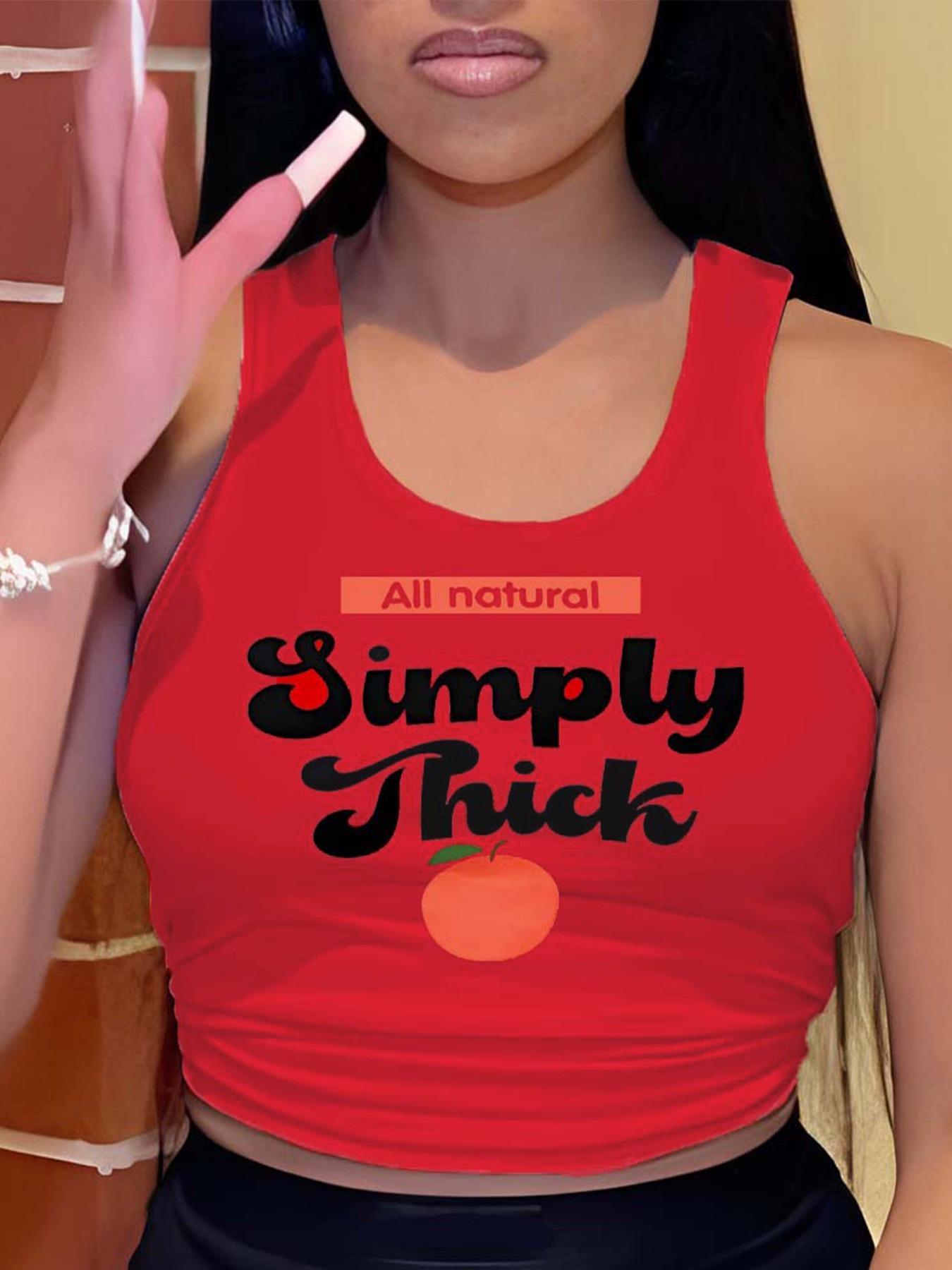 Women's Letter & Fruit Print Tank Top, Summer Clothes Women, Casual Sleeveless Tanktop for Summer, Women's Clothing for Outdoor Daily Wear, Summer Top, Sleeveless Basic Tanks, Tank Tops Workout, Womenswear