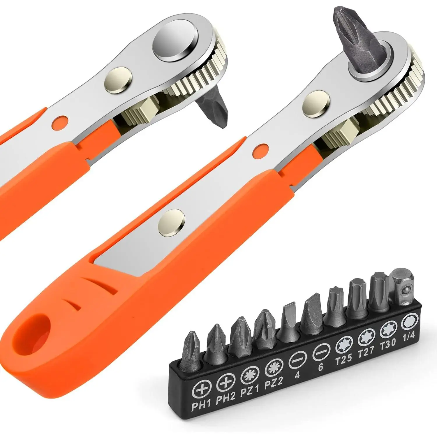 Mini Ratchet Wrench,Right Angle Phillips   for Tight Spaces with 1/4" Drive High Torque Offset Reversible Mini Ratchet Offset  for Tight Areas -(Mini Ratchet Set)