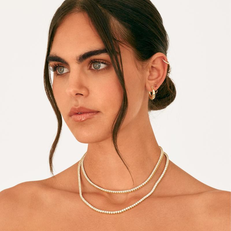 [ICE HUE]14K Gold Vacuum Plated Copper with 5A+ Sri Lanka Zircon Simulated Diamond Tennis Necklace Miami Italy Mexico & Micro Inspired for Women & Men Luxury Jewelry,Daily Wear,Casual Fashion,Gift Idea,,Classic,Hip Hop,Simple,Sporty Style