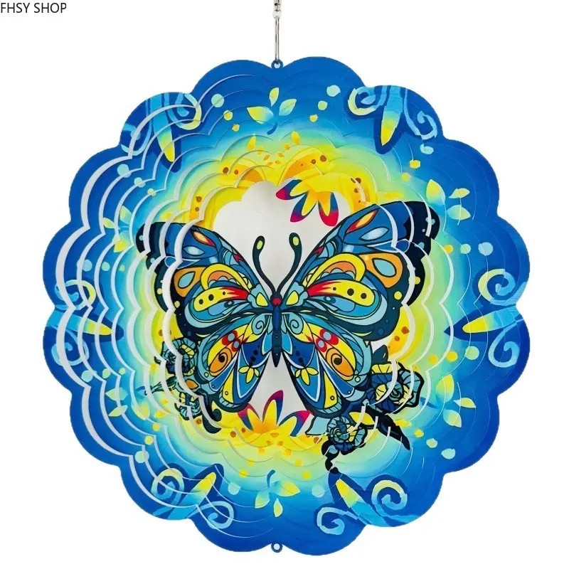 3D Butterfly Mandala Wind Spinner for Garden, Stainless Steel Kinetic Hanging Art with 360° Swivel Hook, Laser-Cut Rustproof Decor for Yard, Patio & Balcony, Mesmerizing Outdoor Ornament Gift