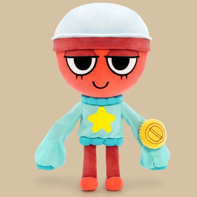 Red Face Alien Plush Doll, Star Print Light Blue Sweatshirt Cartoon Stuffed Toy