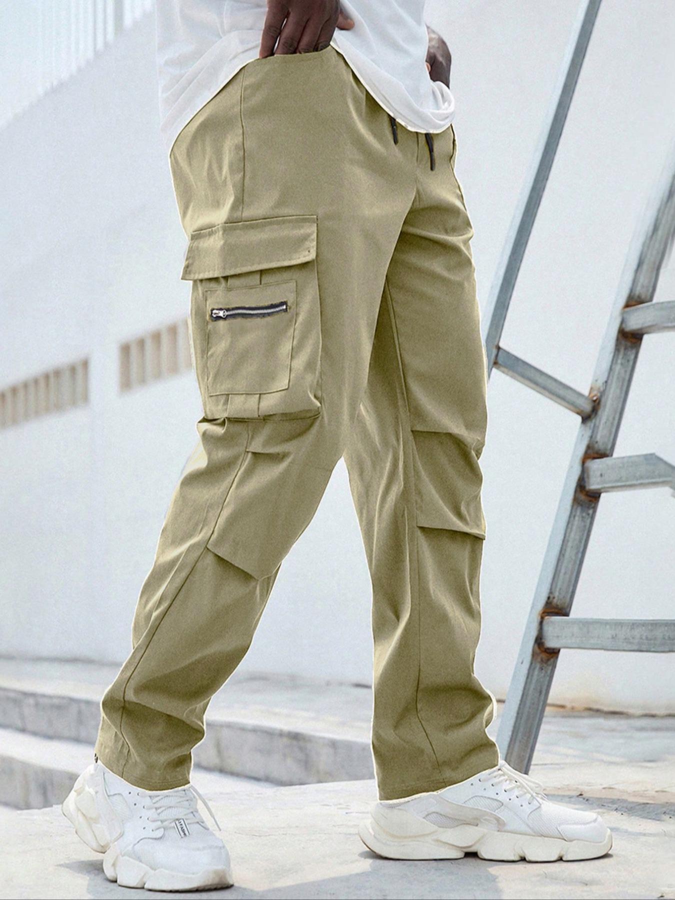Men's Plus Size Plain Drawstring Waist Cargo Pants, Casual Slant Pocket Design Trousers for Daily Wear, Streetwear Men's Bottoms for All Seasons, Casual Fit Bottoms Men's Plus Size Plain Drawstring Waist Cargo Pants, Casual Slant Pocket Design Trousers for Daily Wear, Streetwear Men's Bottoms for All Seasons, Casual Fit Bottoms