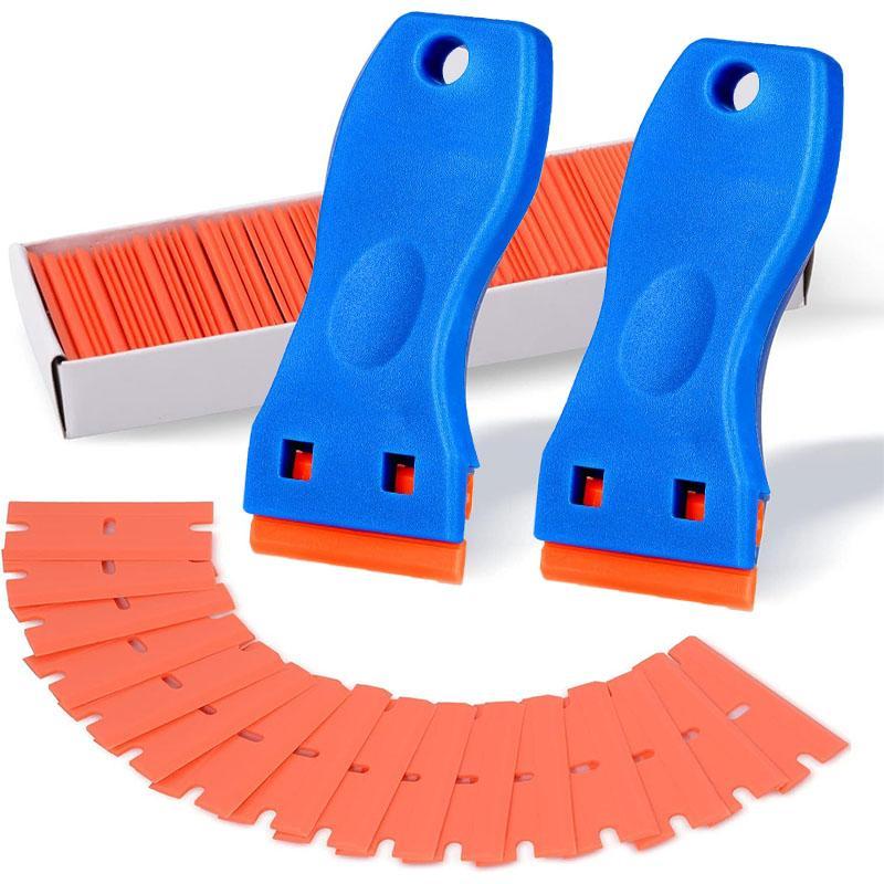 Plastic Blade Scraper Tool with Replacement Blades, Durable Cleaning Scraper for Stickers, Decals, Adhesive & Paint Removal, for Car Glass & Windows, Tough Scraper Tool Accessories #   TOP PICKS