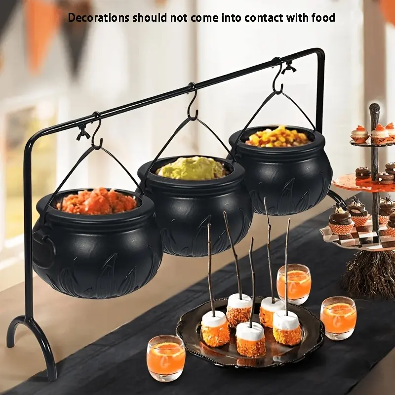 10pcs Halloween Witch Fire Bowl Set(Decorations Should Not Come Into Contact with Food), Black Plastic Candy Bowl, Outdoor Holiday Decoration, Feather Free, No Need for Power, Independent, Suitable for Gardens, Lawns, And Terraces.