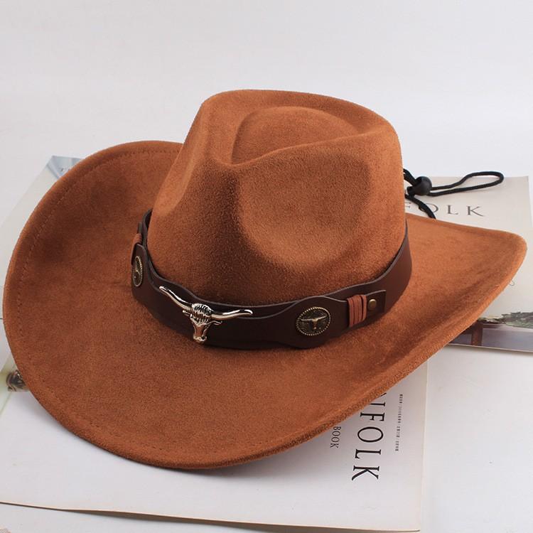 Jazz hat European and American fashion imitation leather velvet imitation wool felt hat neutral versatile top hat men's and women's cowboy hats big edge
