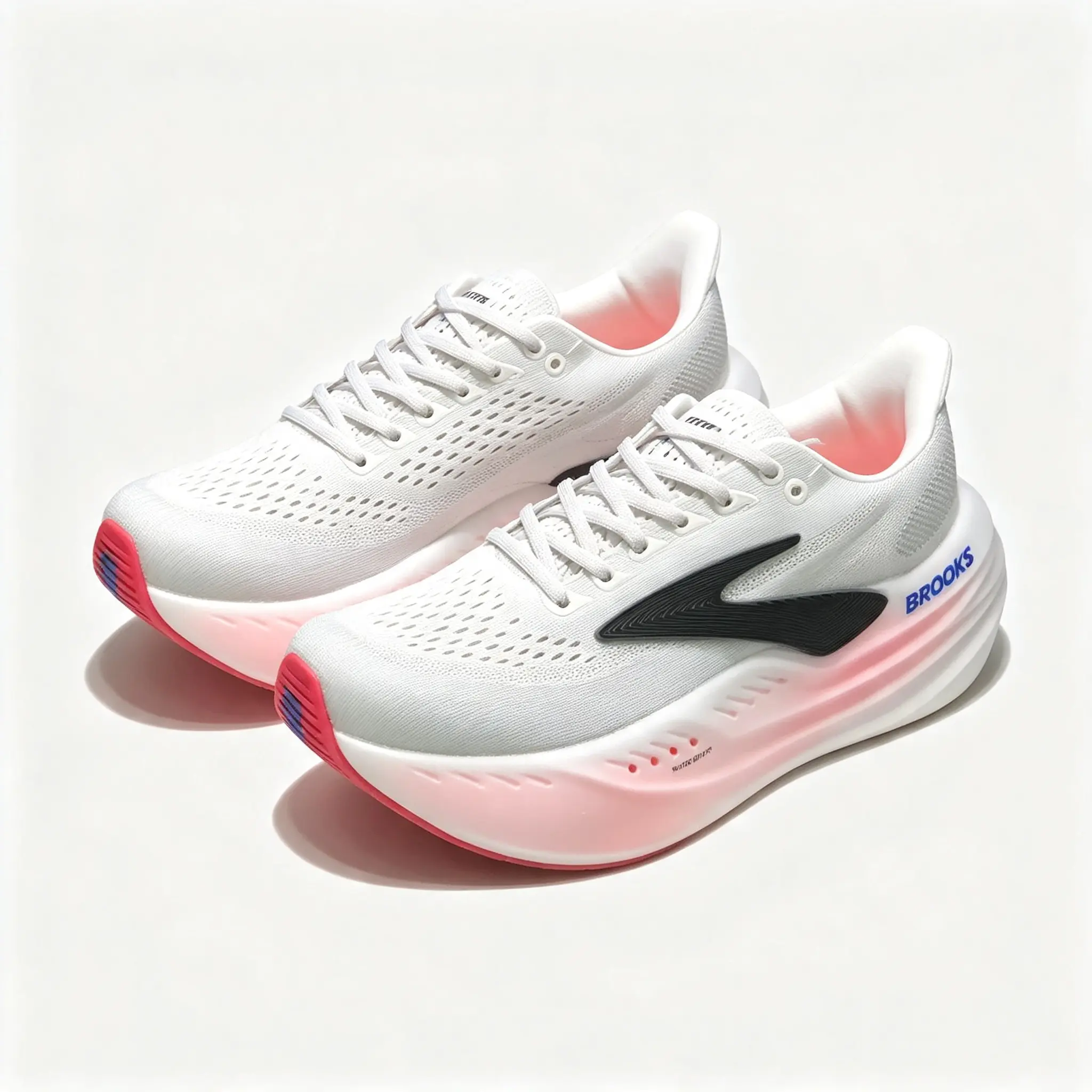 Men Women High Rebound Road Running Trainers, Hollow Ventilated Mesh Fabric with Black Side Accent, Pink Gradient Stacked Midsole, Wear Resistant Non-Slip Outsole for Fitness Training, Outdoor Sports & Casual Street Outfits