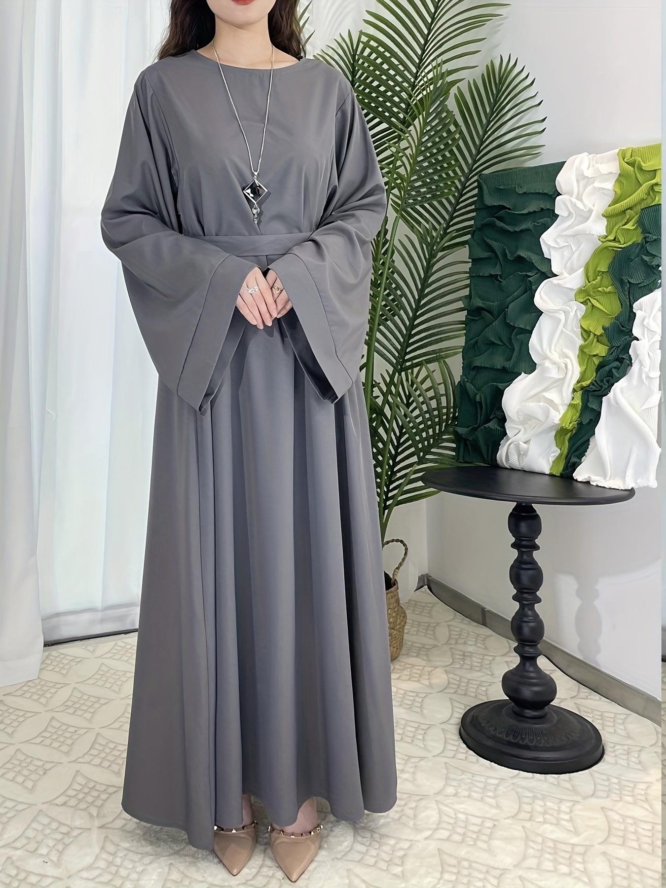 [Middle Eastern Loose Fit Dress] Elegant Green Arabic Women's Muslim Robe |   Middle Eastern Flared Sleeve Long Dress |   Loose Fit All-Season Versatile Home Festival Traditional Attire