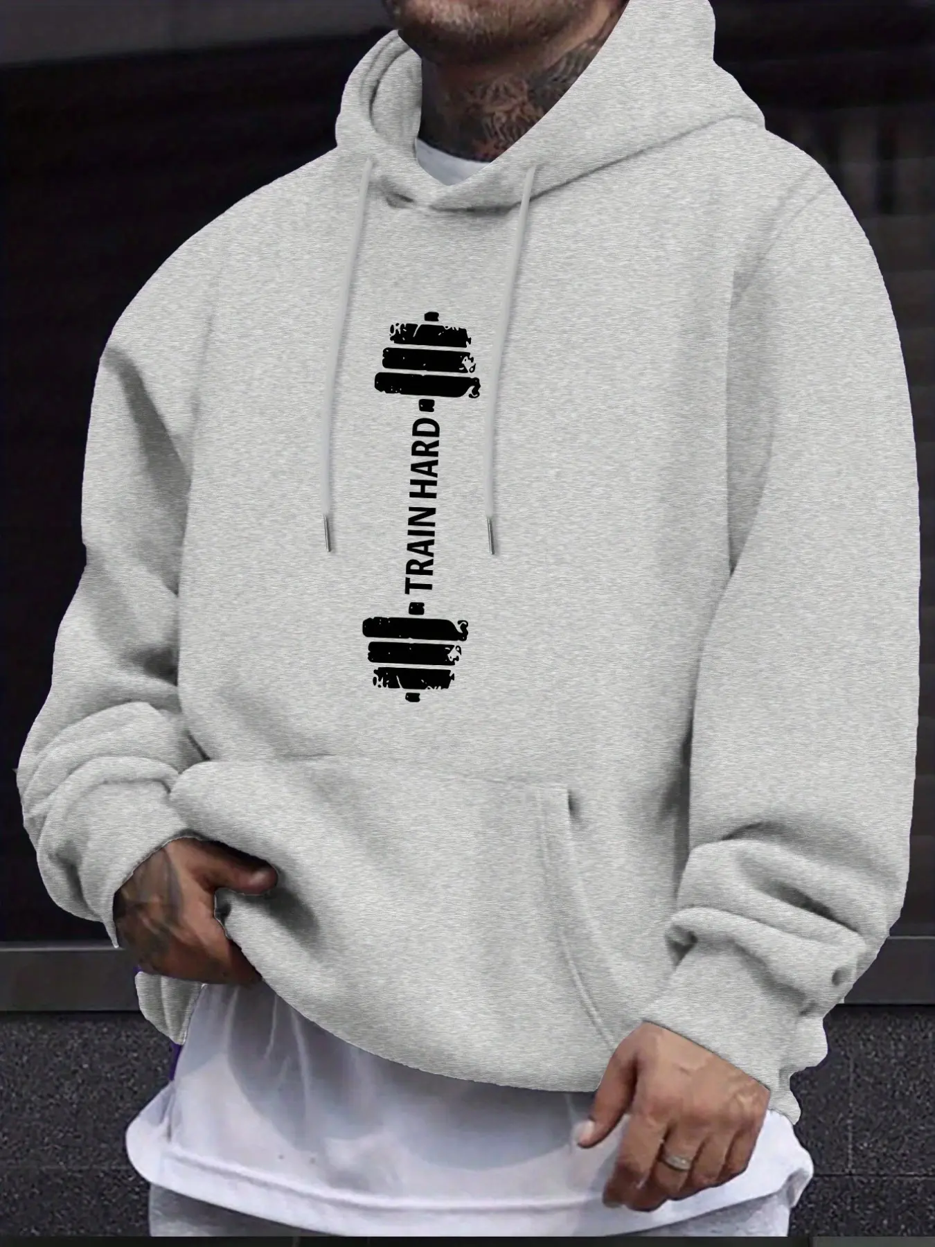 Men's Comfortable Hooded Sweatshirt, Fashion Long Sleeve, Casual Pullover with Kangaroo Pocket, Suitable for Fall Winter
