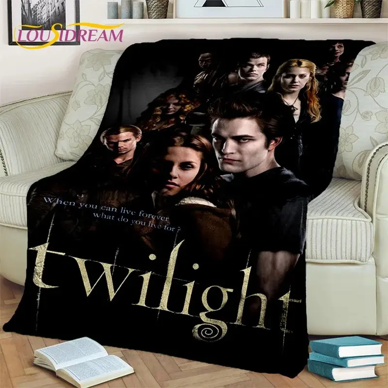 Twilight Movie Poster Flannel Throw Blanket Edward Bella Cullen Family Portrait When You Can Live Forever Quote Soft Fleece Blanket Twilight Saga Fan Sofa Decor Gift
