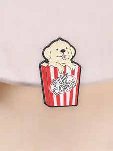 Golden Retriever Puppy Popcorn Bucket Enamel Pin, Cute Dog Movie Snack Lapel Brooch, Backpack Decor Gift, Fun Accessory for Fans