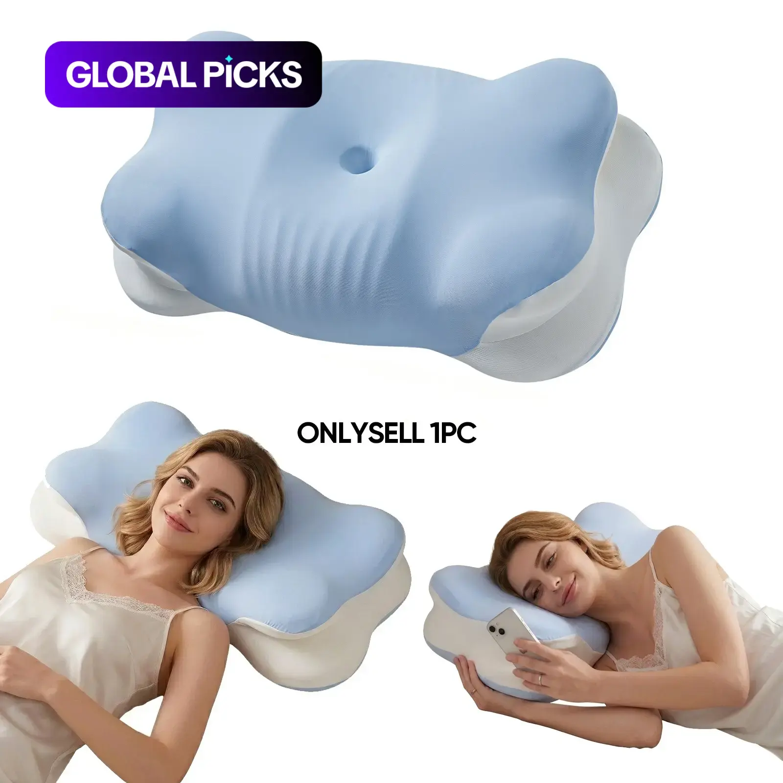 3D Cloud Memory Foam Pillow, Ergonomic Orthopedic Neck Support Cushion, Neck Rest Cushion for Relaxing Neck & Shoulders, Ideal for Adult Side Sleepers, Enlarged Surface for Head Cradling, Perfect Gift for Family and Friends #GLOBAL PICKS