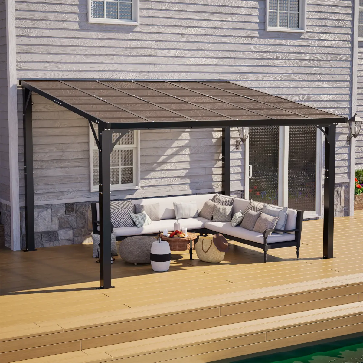 12x10/14x10 FT Hardtop Gazebo, Outdoor Patio Pergola with Tinted Polycarbonate Roof, UV & Snow Resistant, Rustproof Aluminum Frame – For Garden, Backyard, Carport