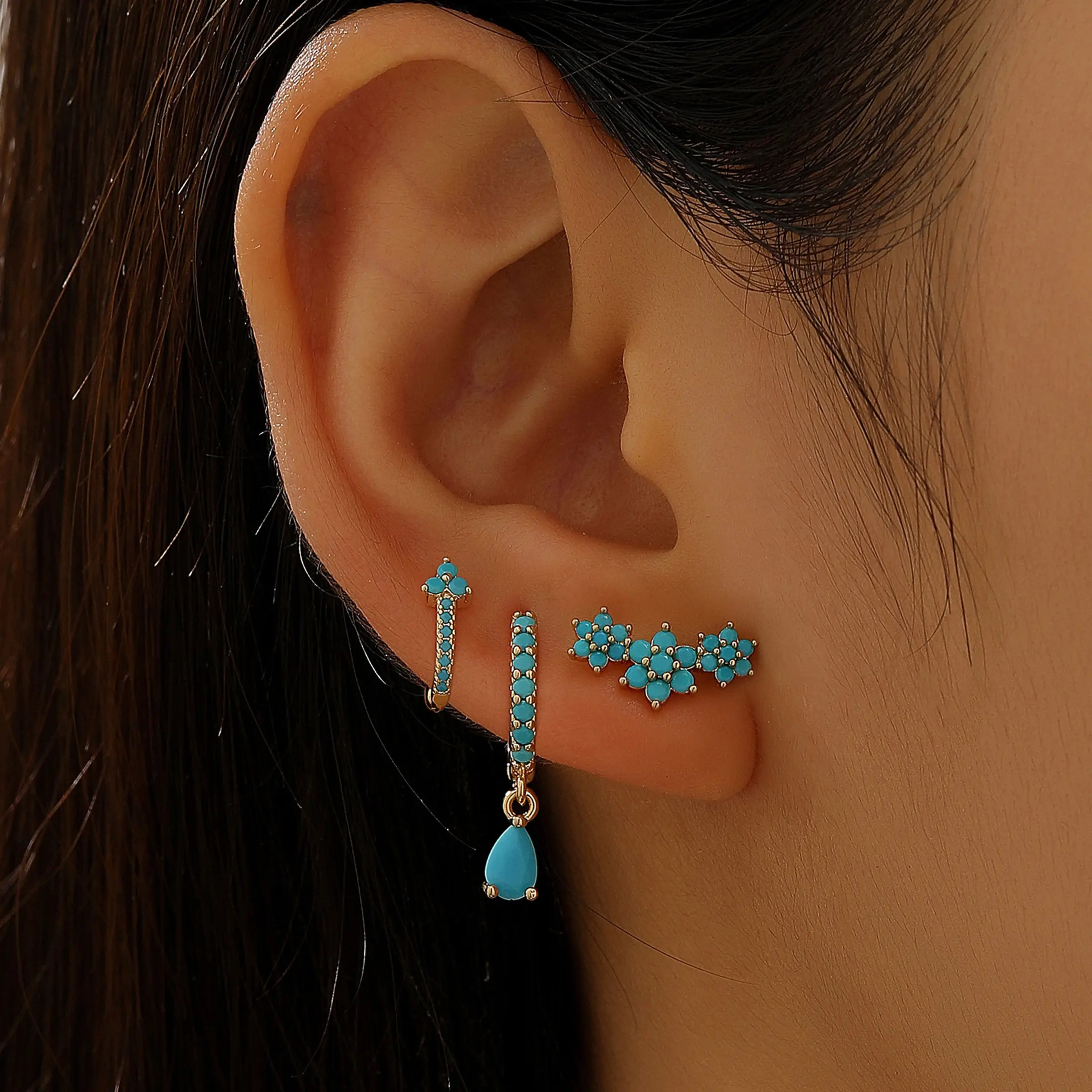 Boho Chic Earrings Set for Women, Unique High-Quality Ear Cuffs, Three-Piece Jewelry Collection, Perfect for Daily Wear & Special Occasions