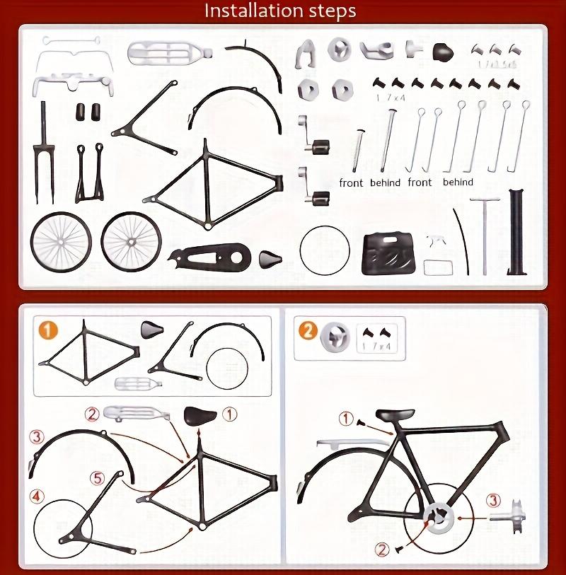 52-Piece Brain-Training/Hands-On/Retro Bicycle Model Set - Miniature Aluminum Alloy Set, Perfect for Collectors and Hobbyists, a Meaningful Gift and Home/Office Decor.