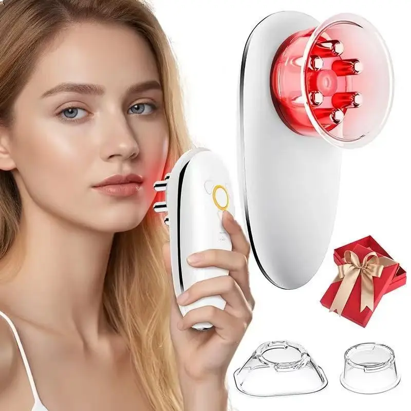 Four-In-One Light Therapy and Cupping Suction Machine, Daily Relaxation, Skin Revitalization, Facial Tightening, 3-Level Power, Ergonomic Design, Type-C Charging, Facial Beauty Massagers