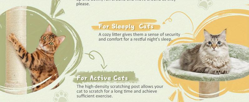 65" Flower Cat Tree Tower Cats Furniture, Multi-Level Cat Condo Activity Center Kitten Play House