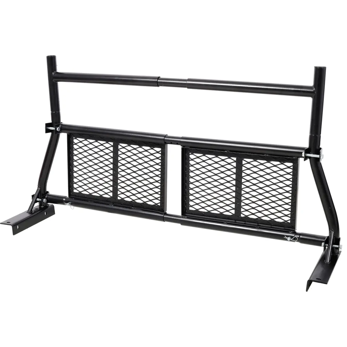 Adjustable Black Powder Coated Steel Truck Headache Rack, 57"-68" Universal DIY Protection, 57.6x13.7x33.2in Mesh Window Guard, Heavy Duty Cargo Cab Protector for Full Size Pickup Trucks, Car