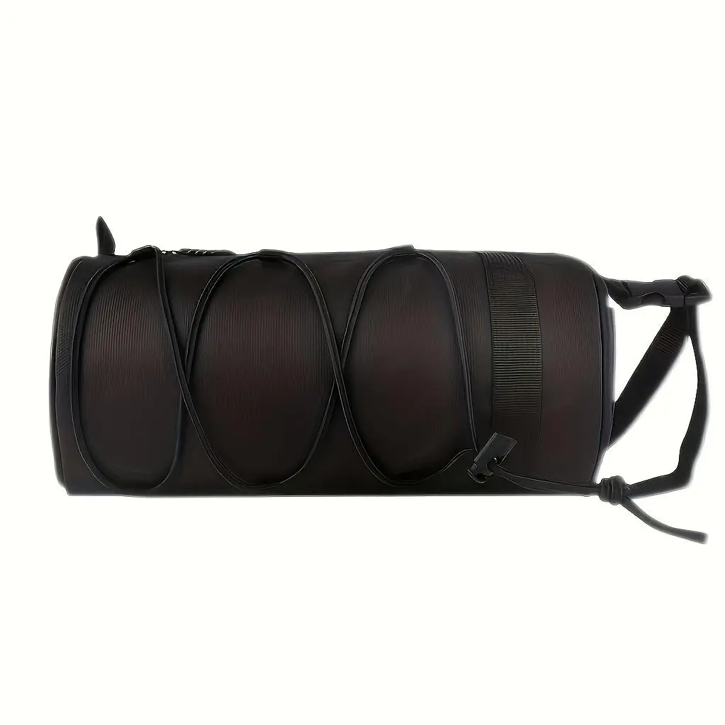 Large Capacity Adjustable Bicycle Handlebar Bag - Black Multi-compartment Front Frame Tube Bag with Handlebar Mount, Stylish Cylinder Design with Elastic Fixing System for Storage of Cycling Essentials, Cycling Gear