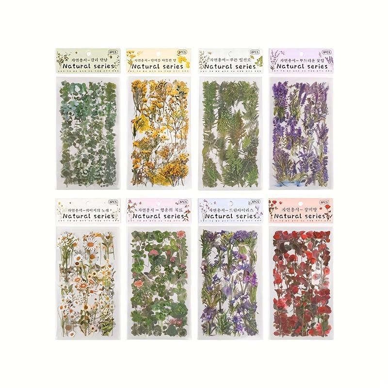 48 Vintage Natural Floral Scrapbook Stickers, Waterproof Transparent Flower Stickers, Self-Adhesive Plant Decals for Scrapbooks, Journals & Crafts, Scrapbooking