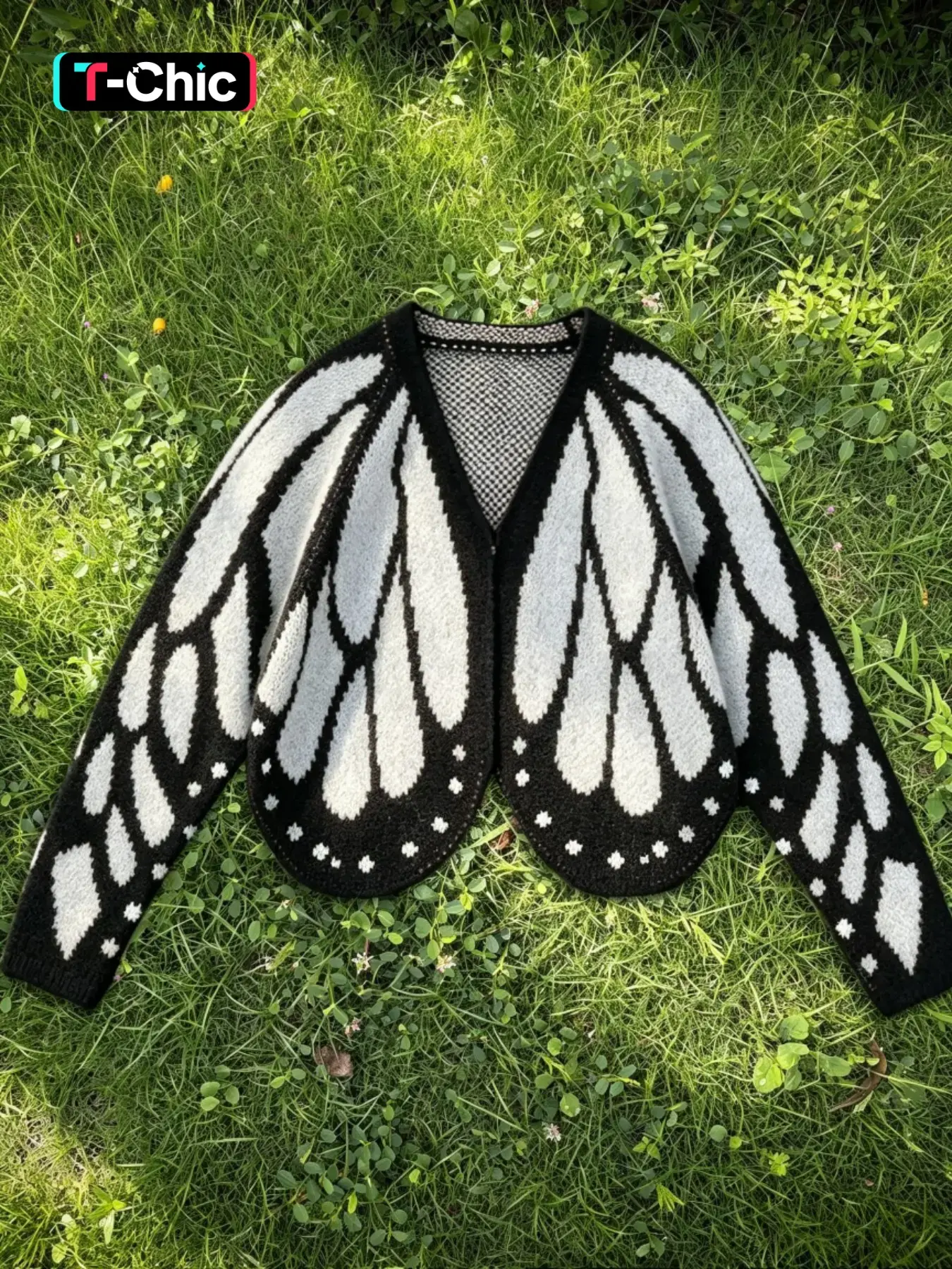 Women's Butterfly Knit Open-Front Cardigan, V-Neck Batwing-Sleeve Casual Loose-Fit Sweater for Fall and Winter