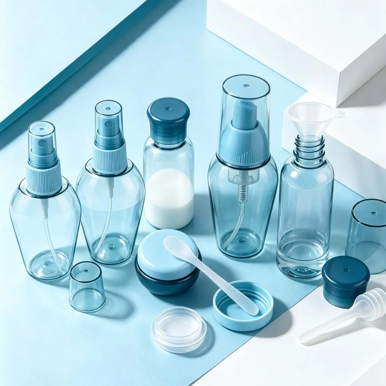 Portable Travel Dispenser Set, Spray Bottle, Pump Lotion Bottle, Cream Jar, Moisturizing Skincare Empty Bottles, Travel Essentials Kit