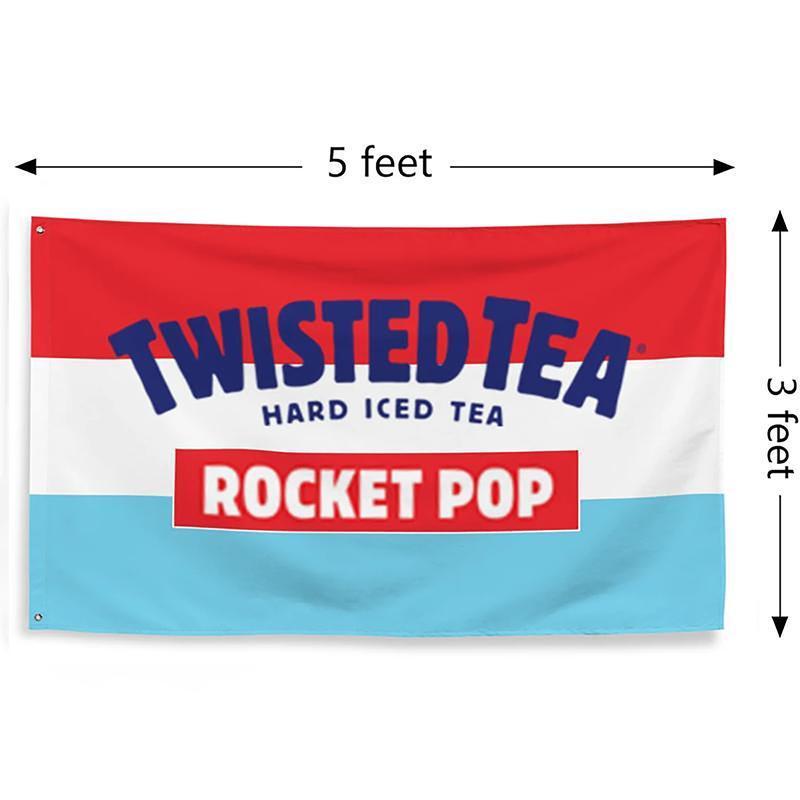 Thick Rocket Pop Twisted Tea Wall Tapestry - 3x5Ft Premium Polyester Synthetic Home Textile, 4 Brass Grommets, Modern Stripes Large Flag, Man Cave Statement Decor, College Dorm Gift with Gift Box, Great for Indoor Wall Art