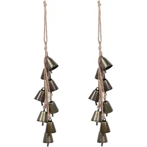 2 Pieces Witch Bells for Door Knob for Protection Witchcraf Door Bell Rustic Witch for Boho Home Room Decor (Rustic)
