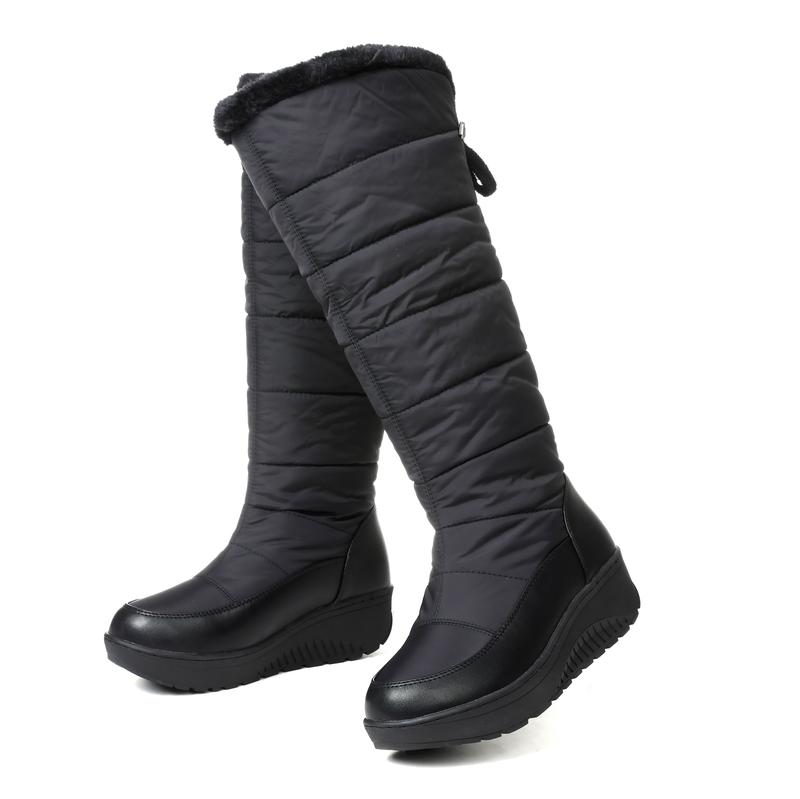 CELNEPHO Womens Winter Knee High Boots Round Toe Combat Platform Heel Snow Boots Warm Fluffy Faux Fur Lining Easy Pull on for Skating Travel Outdoor Events