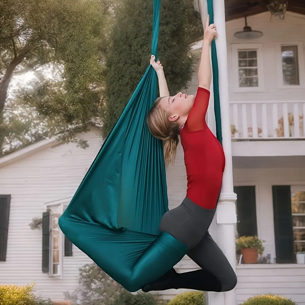 Aerial Yoga Swing Set, 5m Long 2.8m Wide, Anti-Gravity Flying Bed, Fitness Dance Equipment, Includes Hooks, Adjustable Rope