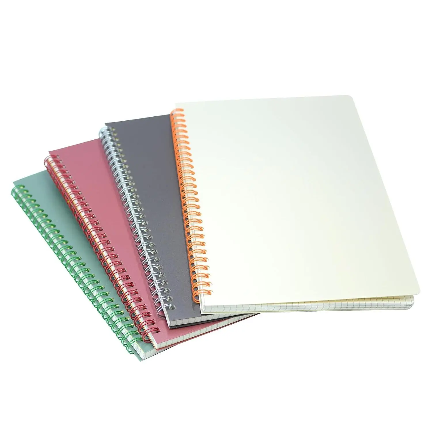 4-Count B5 Grid Spiral Notebooks Bulk Pack - 9.8in x 6.9in Thick Plastic Cover Writing Journal, 80 Sheets-160 Pages, Office Stationery for Students/Workers