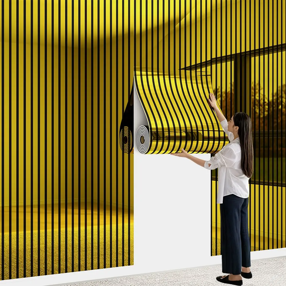 1 Roll 40x300cm 2D Printed Self-Adhesive Metal Grid Wallpaper, Thickened 2mm Material, Suitable for Various Decorative Scenes