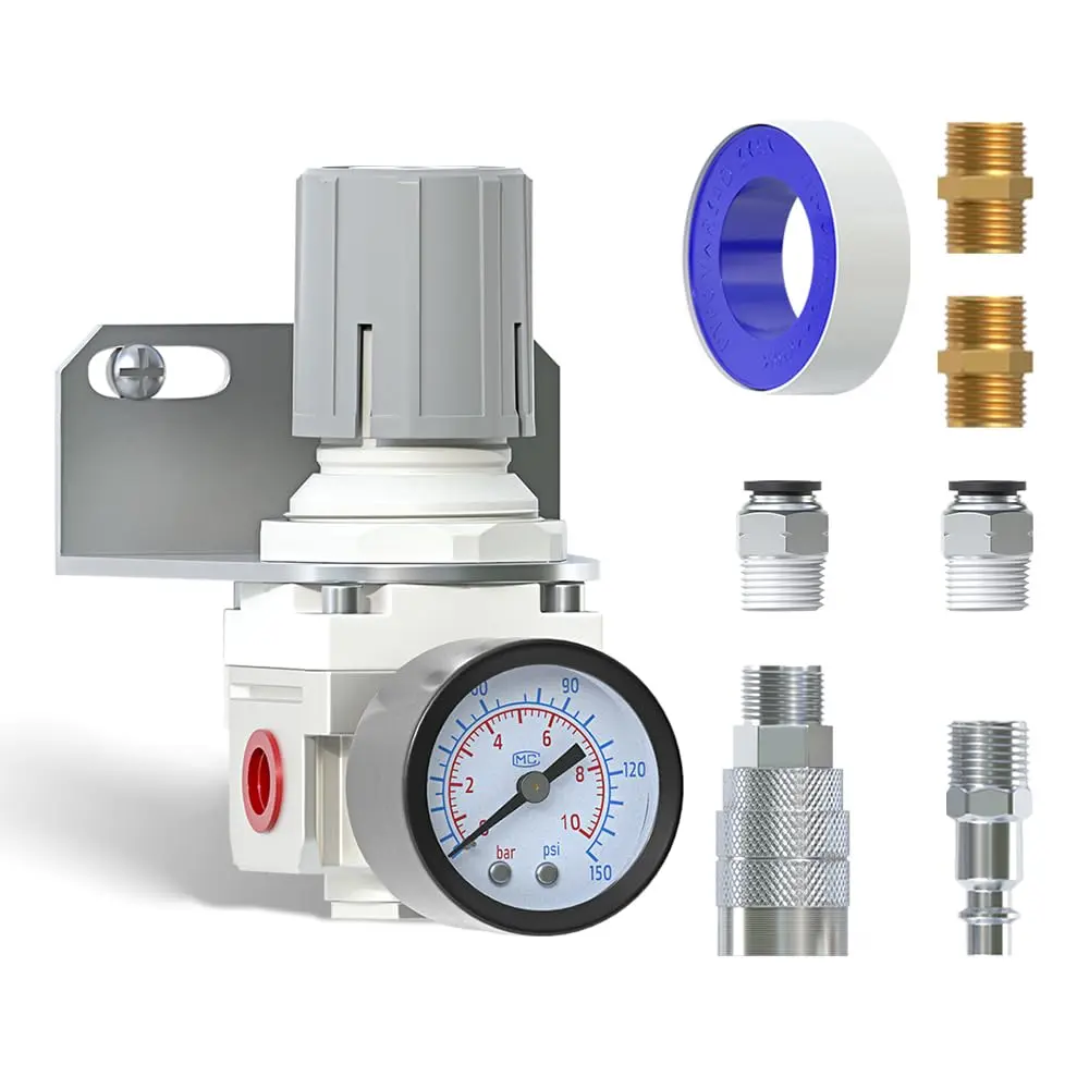 1/4" NPT Air  Regulator, System,Mini Air Regulator AR2000-02,0-150 PSI Gauge