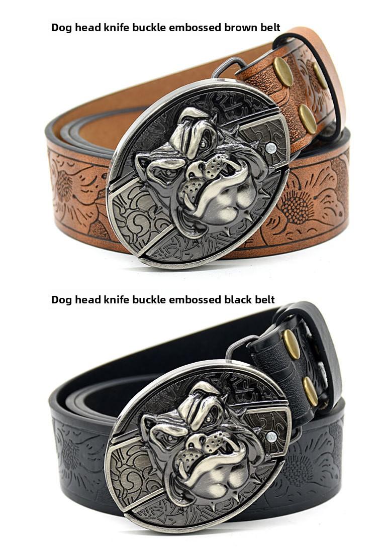 Men's belt, featuring embossed patterns, smooth buckle, personalized student fashion prints and engraved designs