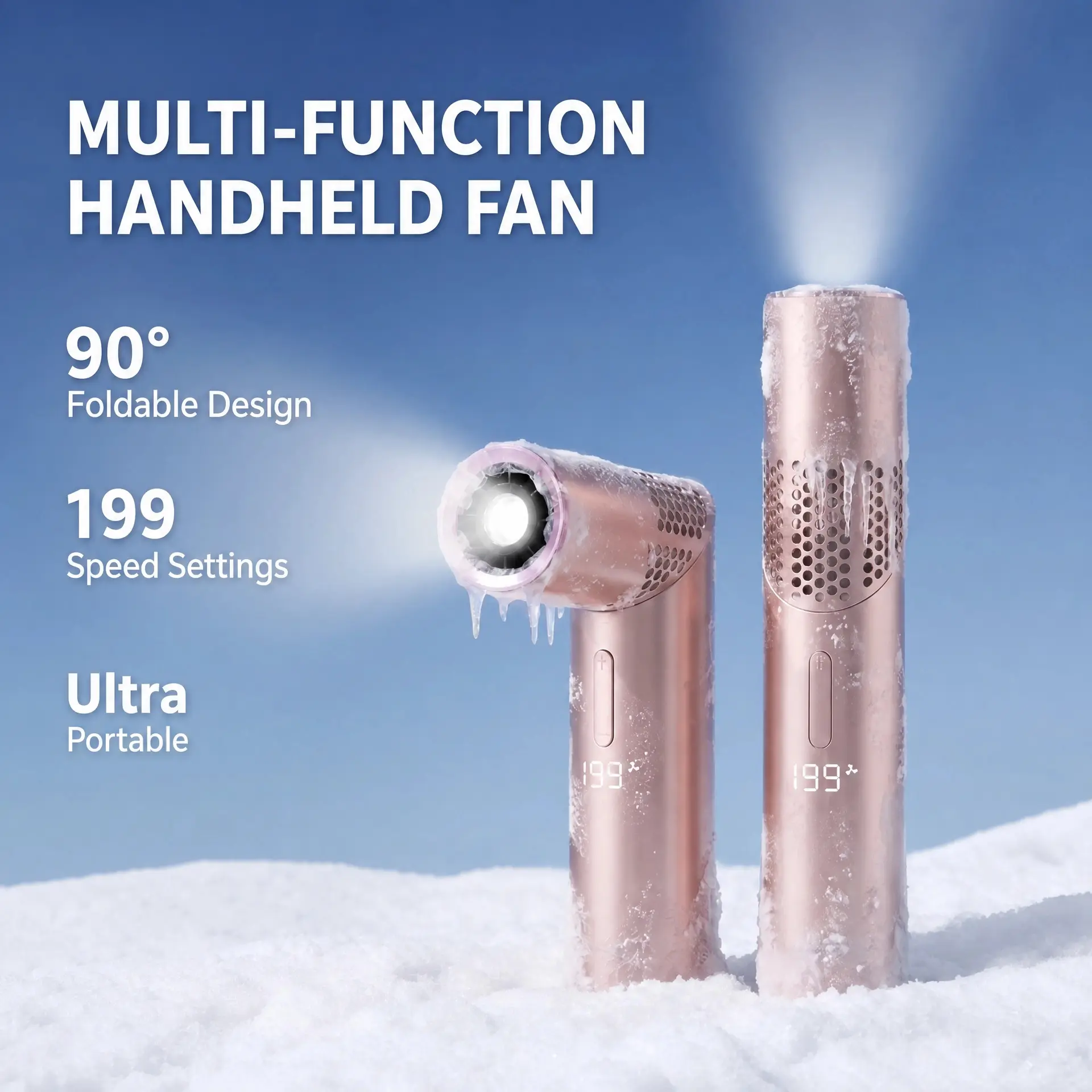 High-Speed Turbo Handheld Fan, 199 Precision Speeds, Smart LED Display & Flashlight, Foldable Personal Fan for Commuting & Office gala c tech student carry portable adjustable rechargeable cooling fan gear wind